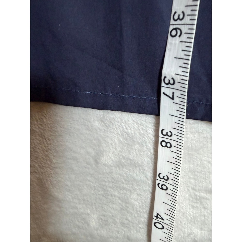 New Quince Tiered Mini Dress Large Navy Blue Cotton Poplin Short Sleeve - Picture 6 of 10